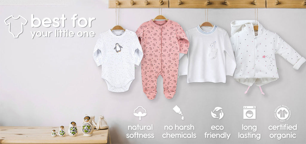 100% Certified Organic Cotton Baby Clothes & Essentials