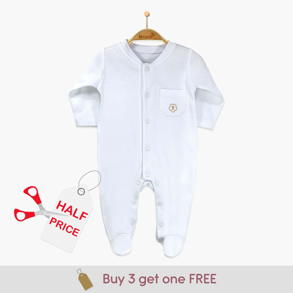 60375-Your Little One Sleepsuits Organic Cotton Baby  Sleepsuit – Baby Grow-white