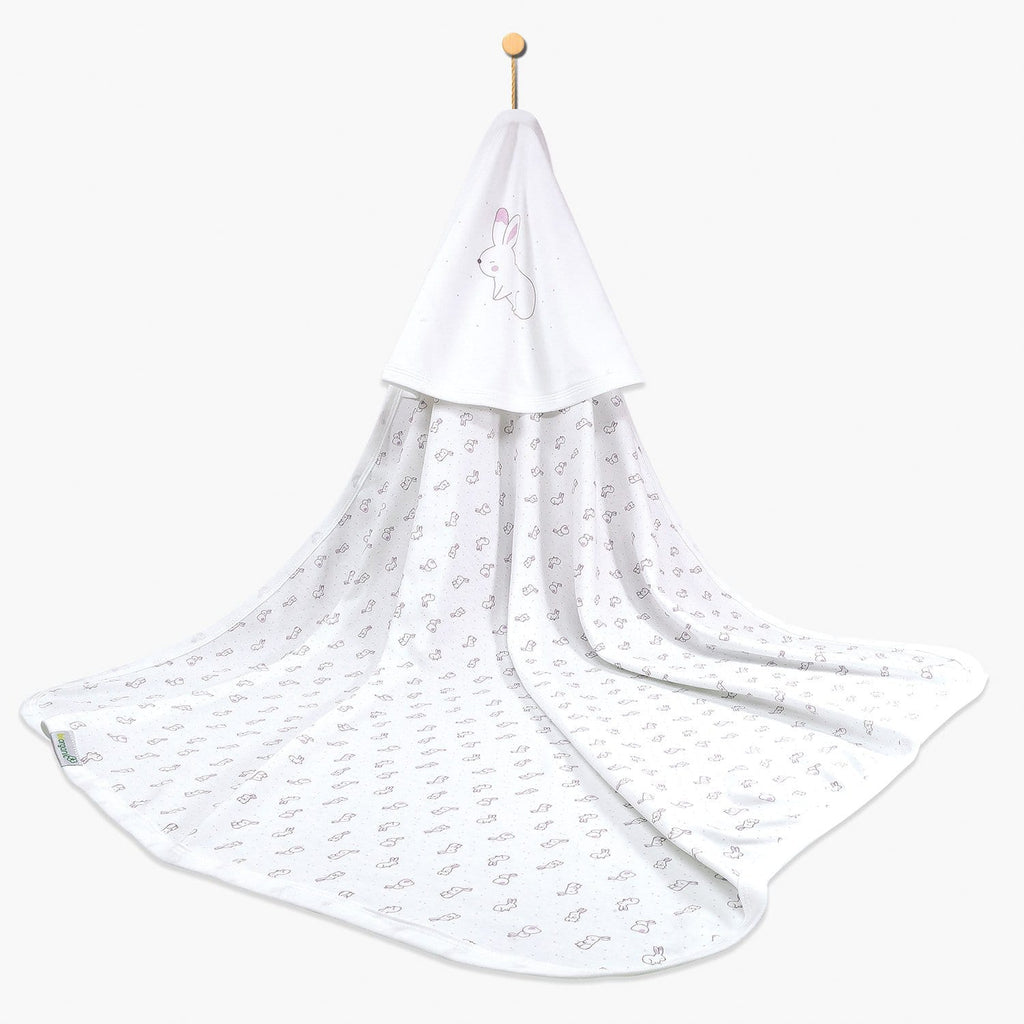 Your Little One Blankets Ecru-Pink Organic Cotton Hooded Baby Girl Blanket – Swaddle Blanket