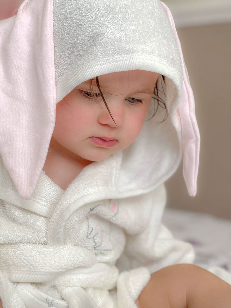 Your Little One Bathrobe & Towel Sets Ecru-Pink Organic Cotton Baby Girl Bathrobe & Towel Set