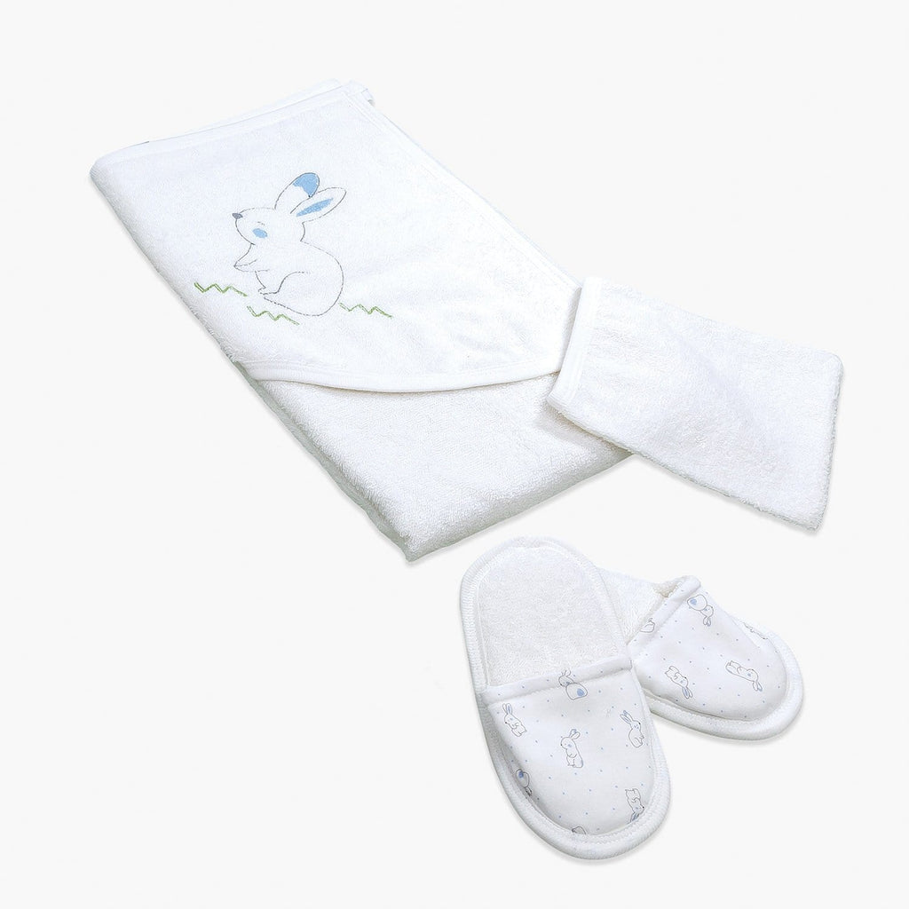 Your Little One Bathrobe & Towel Sets Ecru-Blue Organic Cotton Baby Boy Bathrobe & Towel Set