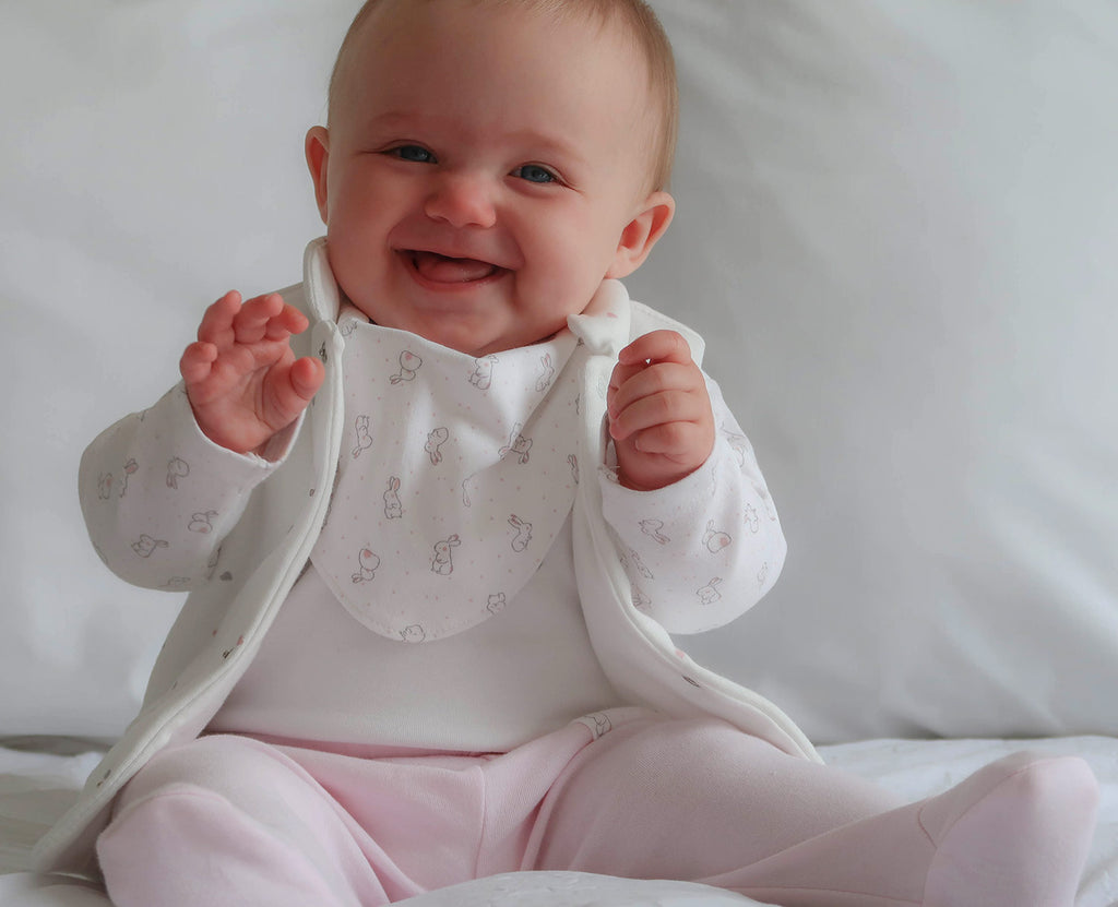 Your Little One Bibs Ecru-Pink Organic Cotton Baby Dribbler Bibs – Baby Bandana Bibs | 2 Pack