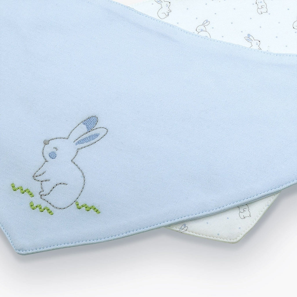 Your Little One Bibs Ecru-Blue Organic Cotton Baby Dribbler Bibs – Baby Bandana Bibs | 2 Pack