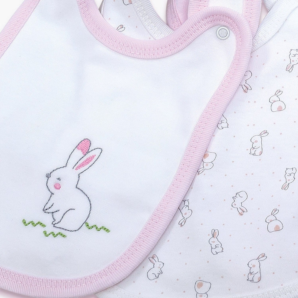 Your Little One Bibs Ecru-Pink Organic Cotton Baby Bibs – Baby Dribbler Bibs | 3 Pack