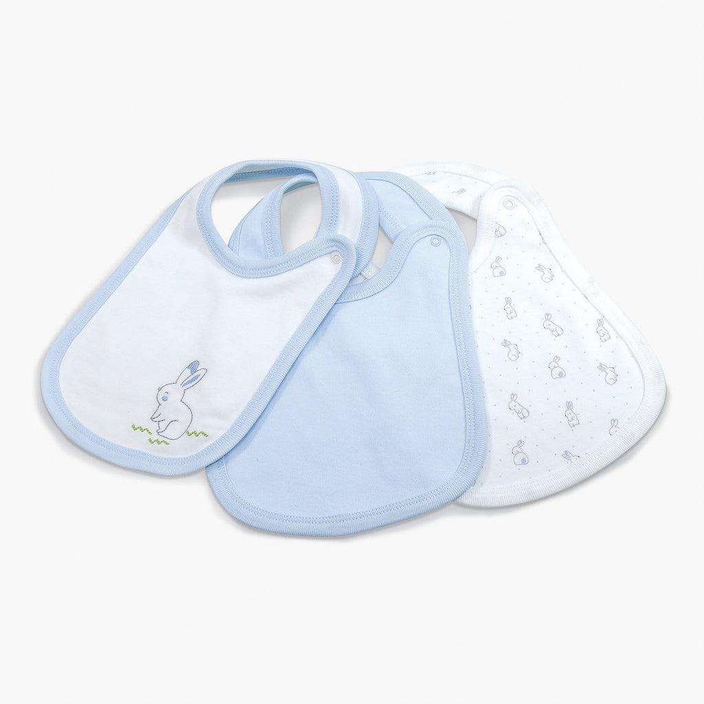 Your Little One Bibs Ecru-Blue Organic Cotton Baby Bibs – Baby Dribbler Bibs | 3 Pack