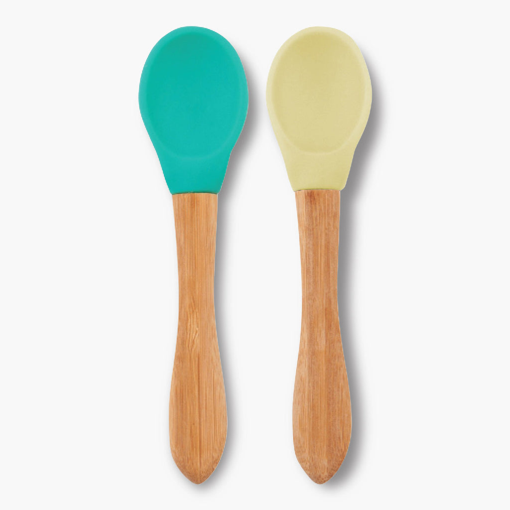Minikoioi-Scoops-Silicone-Baby-Spoon-with-Bamboo-Handle-2-Pack-Food-Grade-Premium-Silicone